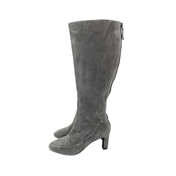 Cole Haan Arlean Stormcloud Light Gray Suede Leather Tall Boots 6.5 New - Picture 1 of 12